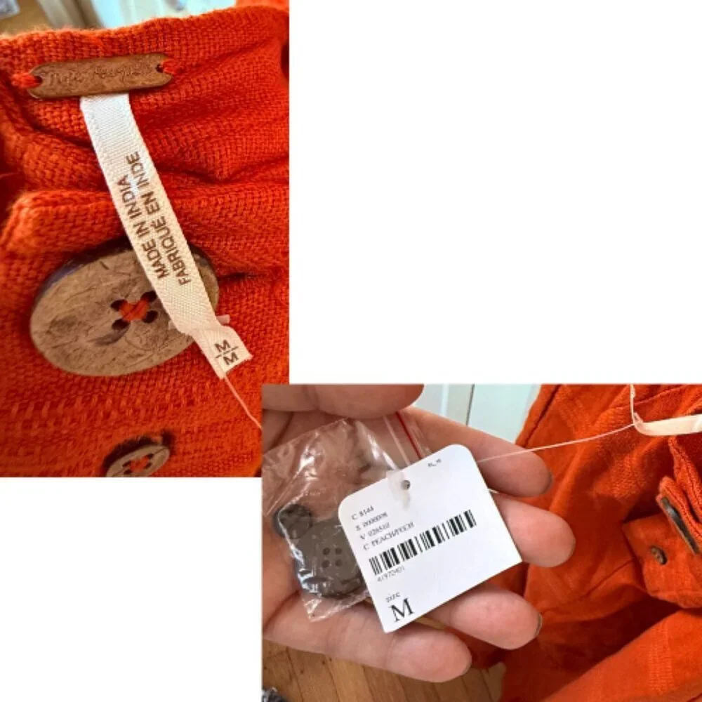 FREE PEOPLE The Simple Life Orange Peach Linen-Blend Maxi Dress Size M - Picture 9 of 12